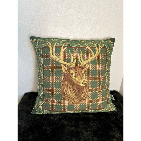 Riverdale Decorative Tapestry stag deer  Pillow - Picture 1 of 4